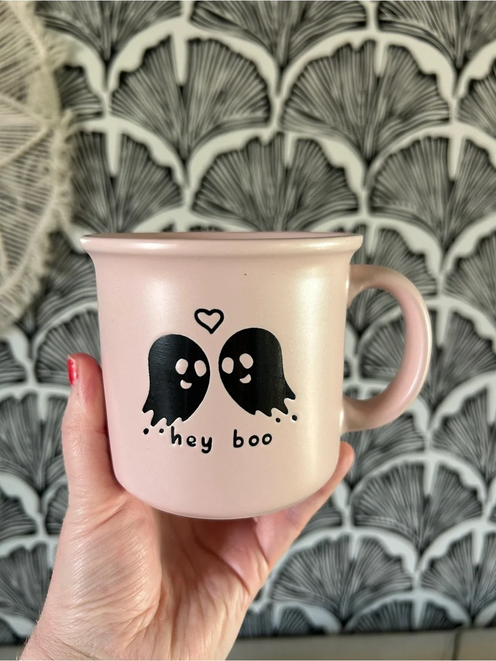 Hey Boo Pink Ceramic Mug - Adorable Ghost Design